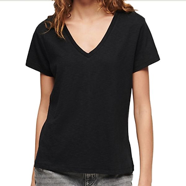 Superdry V-Shirt STUDIOS SLUB EMB VEE TEE strukturiertes T-Shirt mit V-Auss günstig online kaufen