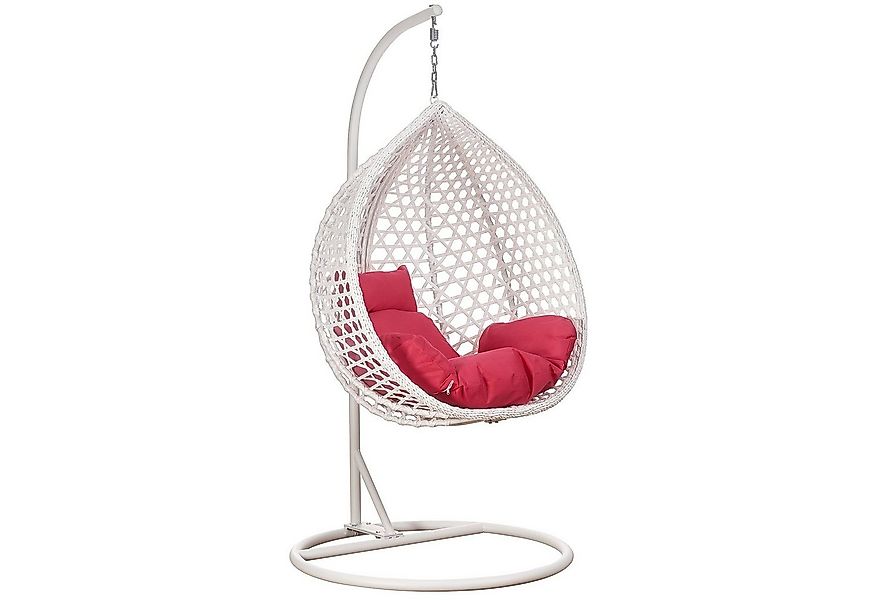 RAMROXX Hängesessel Luxus Style XXL Rattan Korb und Gestell Weiss mit Relax günstig online kaufen