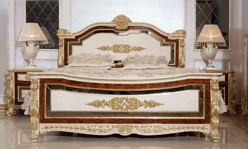 Casa Padrino Bett Casa Padrino Luxus Barock Schlafzimmer Set Weiß / Beige / günstig online kaufen