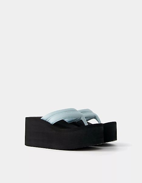 Bershka Gesteppte Plateau-Sandalen Damen 38 Blau günstig online kaufen