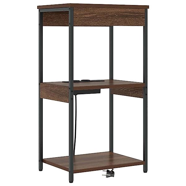 vidaXL Nachttisch mit Ladestation Braun Eichen-Optik Holzwerkstoff 859549 günstig online kaufen