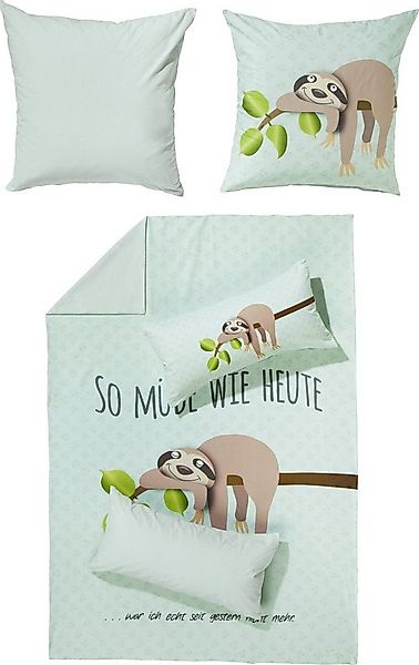 Erwin Müller Kinderbettwäsche Wendebettwäsche "Faultier", Renforcé, Tiermot günstig online kaufen