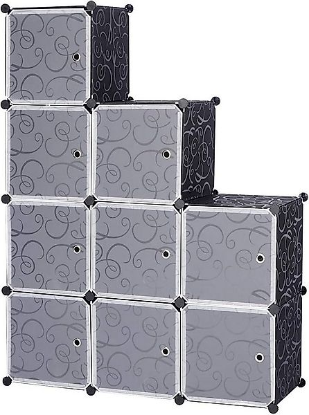 Woltu Aufbewahrungsbox (9 St), DIY Regalsystem mit Tür, Kunststoff schwarz günstig online kaufen