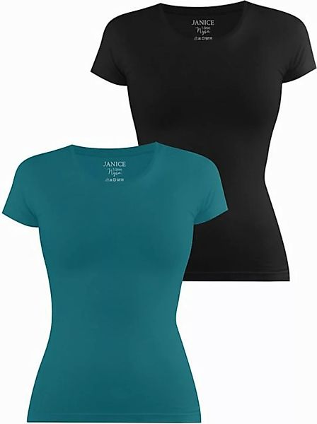 Janice Kurzarmshirt 4 x Damen T-Shirt Nysa Figurbetontes Shirt aus Baumwoll günstig online kaufen