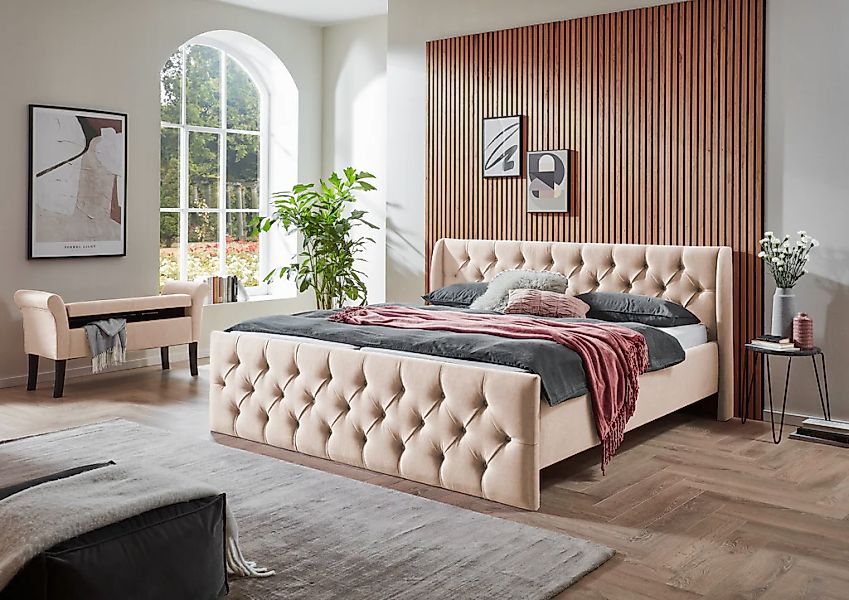 ATLANTIC home collection Bettgestell "TAMINA mit Chesterfieldoptik Kopf- un günstig online kaufen