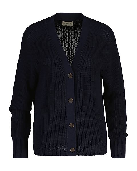 Gant Cardigan "RIBBED KNIT COTTON" Regular fit mit V-Ausschnitt günstig online kaufen