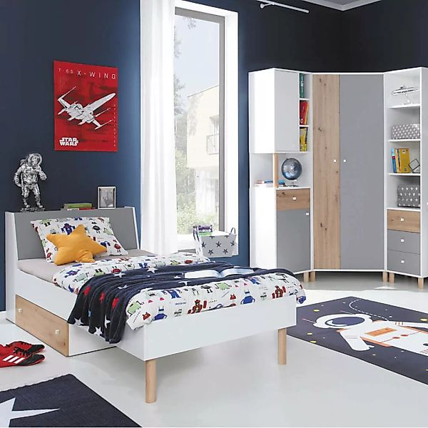 Jugendzimmer Set 4-teilig FAIRFAX-133 mit Jugendbett 120x200cm in weiß mit günstig online kaufen