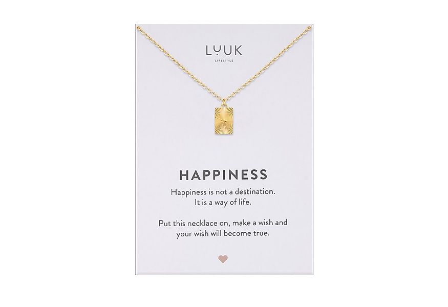 LUUK LIFESTYLE Kette mit Anhänger Rechteck Sonnen, mit HAPPINESS Spruchkart günstig online kaufen