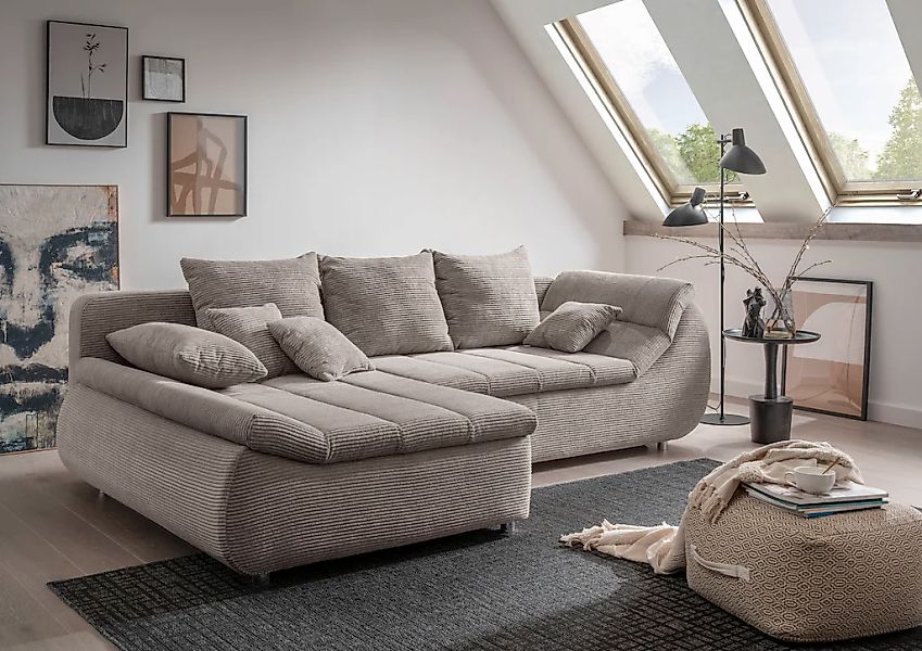 INOSIGN Ecksofa "Imola elegant und bequem, aktuelle Steppung im Sitz, L-For günstig online kaufen