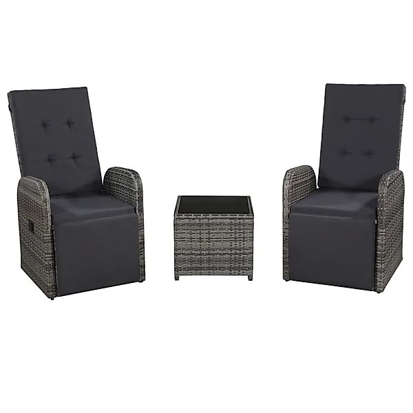 vidaXL 3-tlg Bistro-Set mit Auflagen Poly Rattan Grau Modell 3 günstig online kaufen