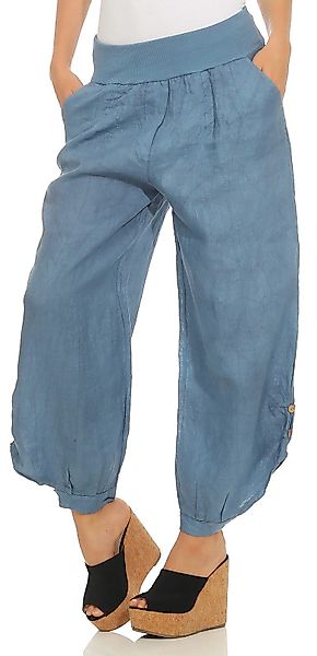 Mississhop Leinenhose 100 % Leinen Sommerhose, Haremshose mit Gummibund & K günstig online kaufen