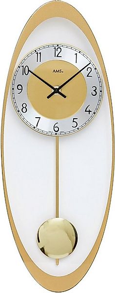 AMS Pendelwanduhr W7417 (Quarzuhr,Glasgehäuse,Esszimmer,Wohnzimmer,Made in günstig online kaufen