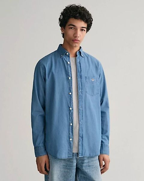 Gant Langarmhemd Regular Fit Denimhemd Jeanshemd pflegeleicht günstig online kaufen