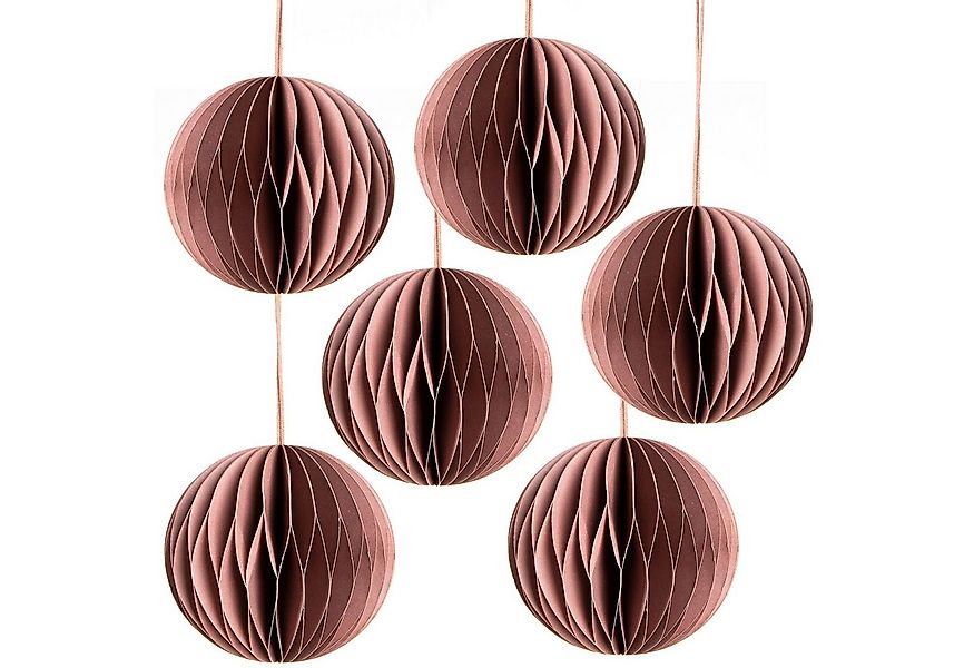 Logbuch-Verlag Dekofigur 6 Weihnachtskugeln Honeycomb aus Papier in Altrosa günstig online kaufen