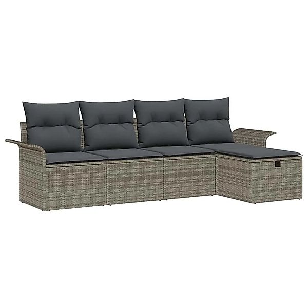 vidaXL Gartensofa-Set mit Kissen mit Speicher 5 Stk Grau Poly-Rattan 335885 günstig online kaufen