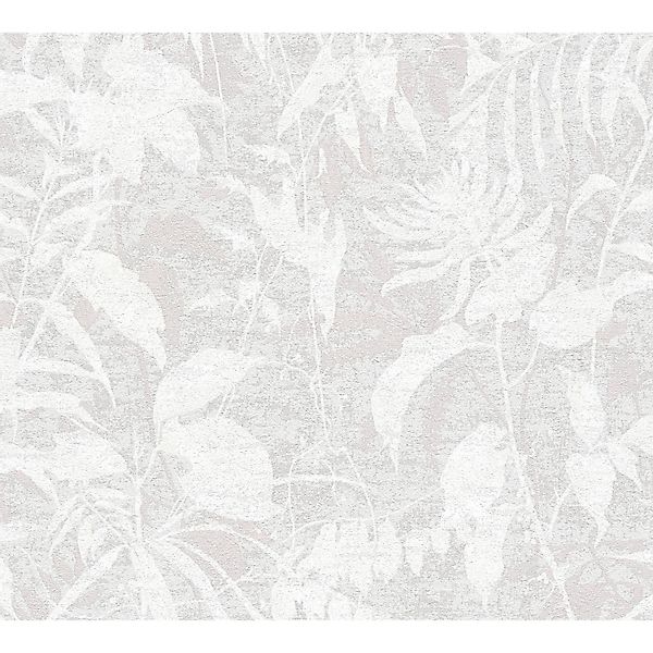 A.S. Creation Vliestapete Blätter Dschungel 10,05 m x 0,53 m Weiß-Grau FSC® günstig online kaufen