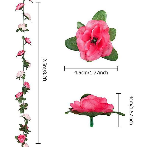 Kunstranke Künstliche Girlande, 2.5M Rosen Blumengirlande günstig online kaufen