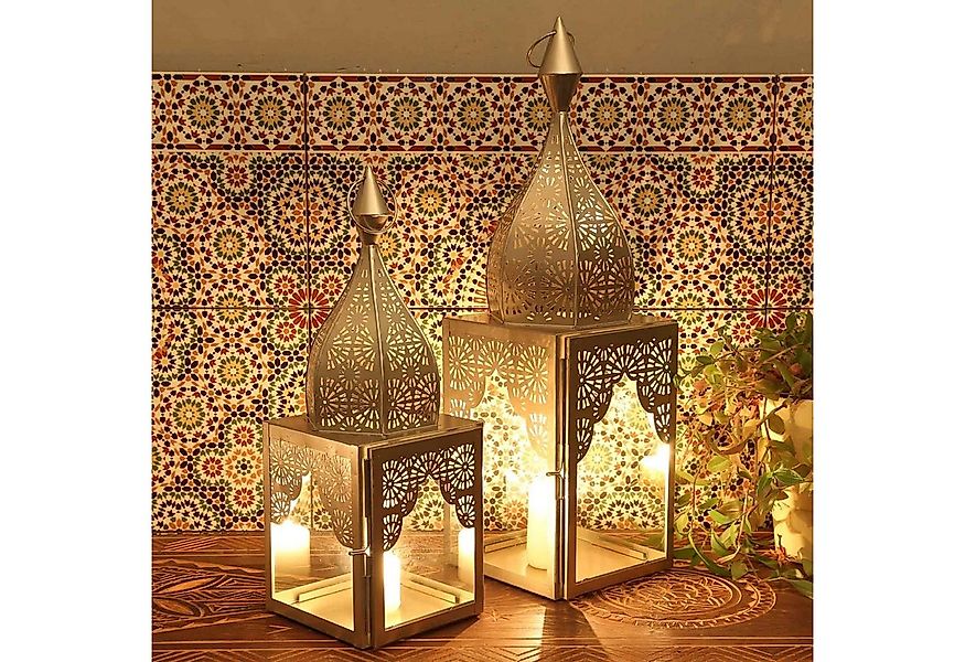 Casa Moro Kerzenlaterne Orientalische Laterne Windlicht Modena Silber 2er S günstig online kaufen