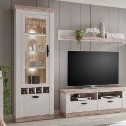 Wohnkombination im Landhaus Design Weiß Pinie (vierteilig) günstig online kaufen