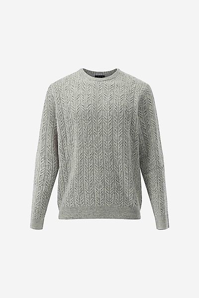 Rundhalspullover mit Zopfstrick und Kaschmir günstig online kaufen