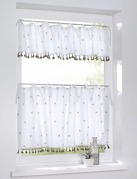 Kutti Scheibengardine "Honey" Bindebänder 1 Stk. tlg. Kurzgardine, Baumwoll günstig online kaufen