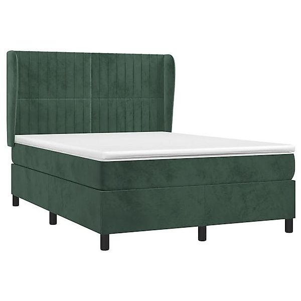 vidaXL Bett Boxspringbett mit Matratze Dunkelgrün 140x200 cm Samt günstig online kaufen