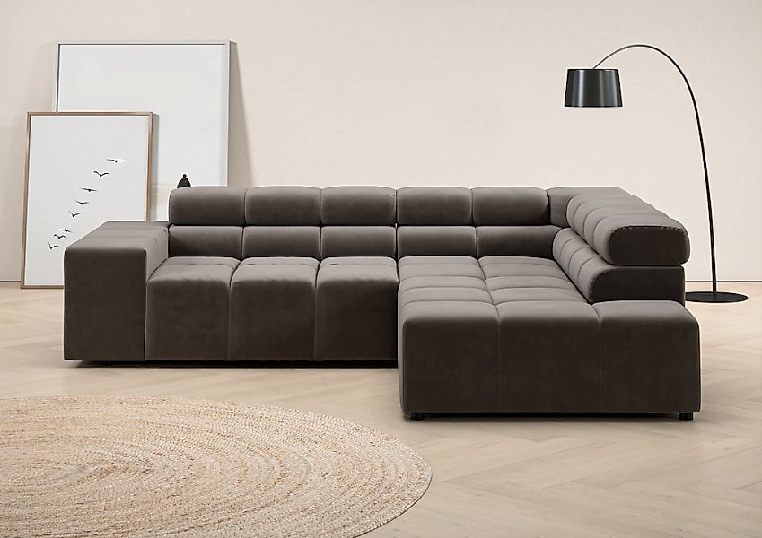 INOSIGN Ecksofa "Ancona, incl. Kopfteilverstellung + 3 Zierkissen, L-Form, günstig online kaufen