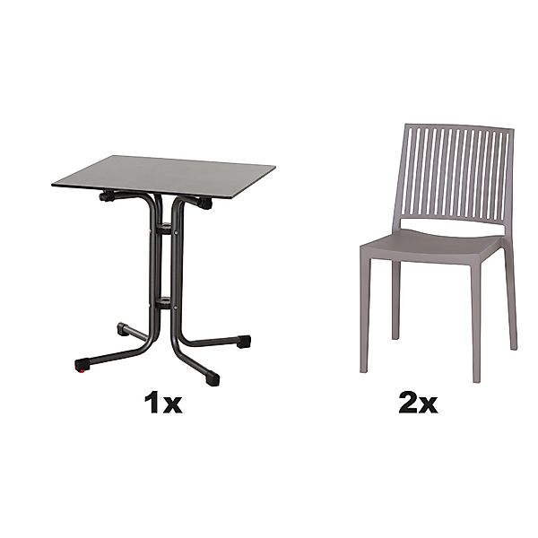Siena Garden Gartenmöbel Set Lane 3-teilig Ø 65 cm x 71 cm Taupe günstig online kaufen