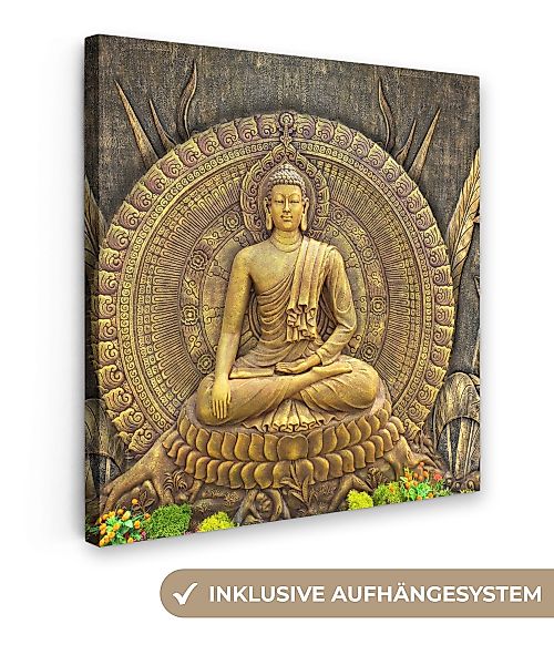 OneMillionCanvasses® Leinwandbild Gold - Buddha-Statue - günstig online kaufen