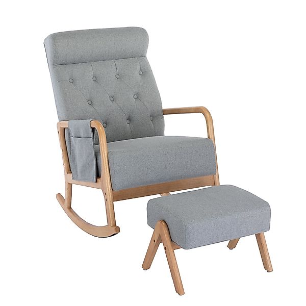 Ergonomischer Schaukelsessel mit Fußstütze, hoher Komfort, Hellgrau günstig online kaufen