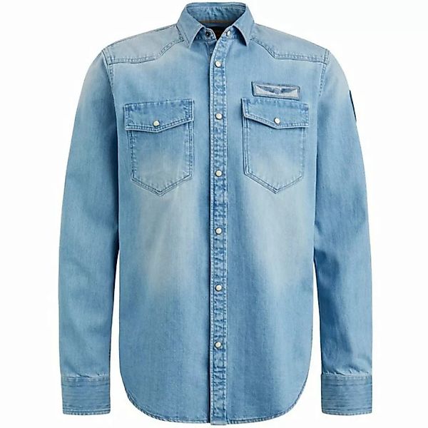 PME LEGEND Langarmhemd Long Sleeve Shirt Indigo Bleach De günstig online kaufen