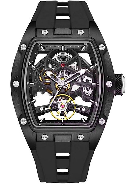 S&T Design Automatikuhr Armbanduhr Herren Uhr Edelstahl Silikon Skelett Ske günstig online kaufen