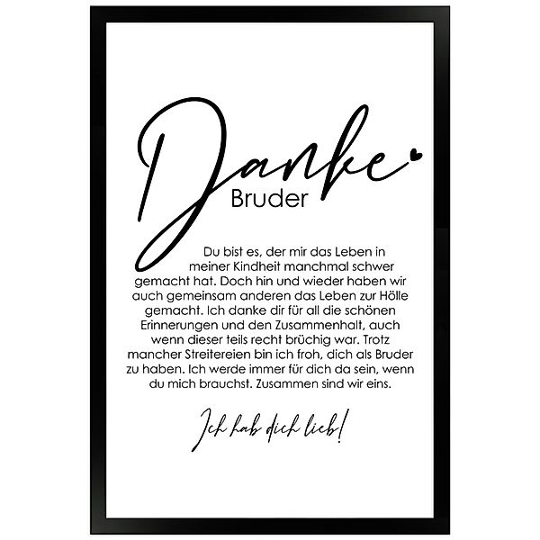 WANDStyle Bild mit Rahmen Danke Bruder, günstig online kaufen