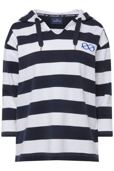 Laurasøn Sweatshirt Hoodie Blockstreifen Kapuze 3/4-Ärmel günstig online kaufen