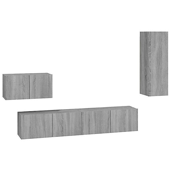 furnicato TV-Schrank 4-tlg. TV-Schrank-Set Grau Sonoma Holzwerkstoff (1-St) günstig online kaufen