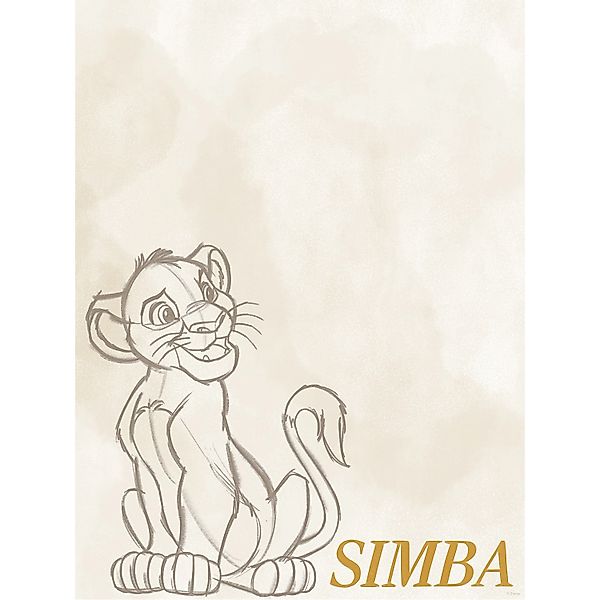 Komar Wandbild Disney The Lion King Simba Sketch 30 cm x 40 cm Beige günstig online kaufen