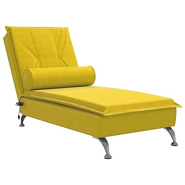 vidaXL Chaiselongue, Massage-Chaiselongue mit Nackenrolle Gelb Samt günstig online kaufen