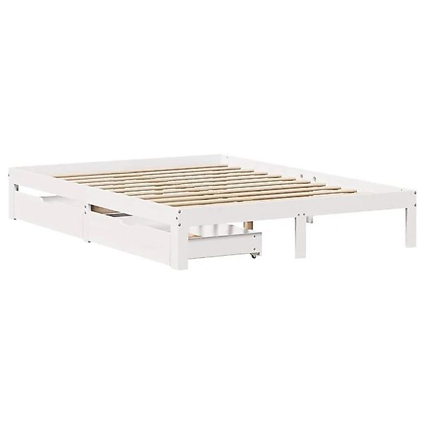 vidaXL Massivholzbett mit Schubladen Weiß 140x190 cm Kiefer 3301941 günstig online kaufen