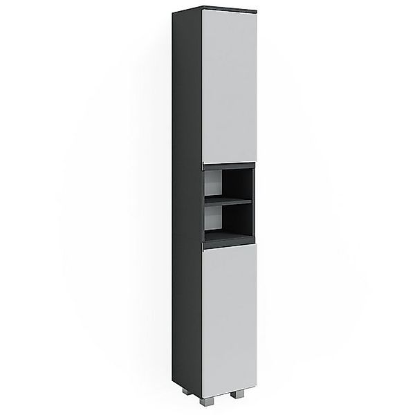 Vicco Badschrank J-Shape Weiß/Anthrazit 30 x 190 cm günstig online kaufen