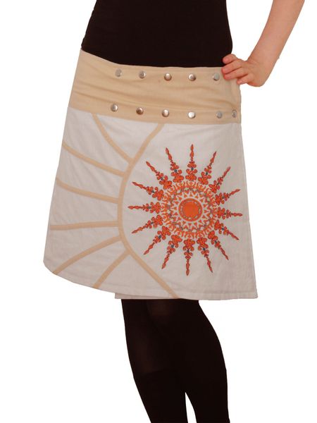 PUREWONDER Wickelrock Damen Rock mit Mandala-Blume günstig online kaufen