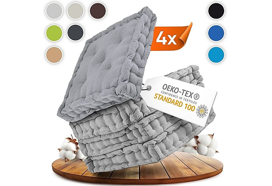 Gräfenstayn Sitzkissen 4er Set 40x40 cm mit 8 cm Polsterung aus 100 % Baumw günstig online kaufen