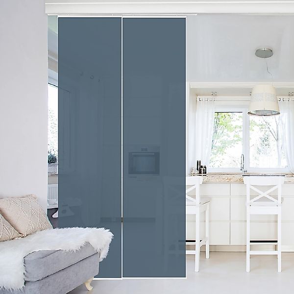 Bilderdepot24 Schiebegardine modern Flächenvorhang blickdicht Schieferblau, günstig online kaufen