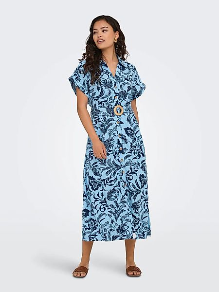 ONLY Hemdblusenkleid "ONLJAKIRI LINEN SS MIDI SHIRT DRESS WVN", Sommerkleid günstig online kaufen