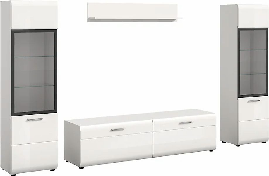 INOSIGN Wohnwand »FLORENZ, 4-teilige Wohn-Kombination, hochwertige MDF-Fron günstig online kaufen