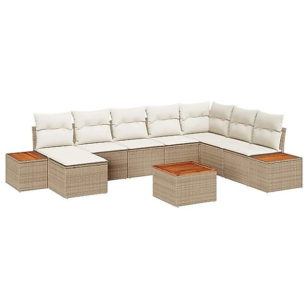 vidaXL Gartensofa-Set mit Kissen 9 Stk Beige und Creme Polyrattan 3356821 günstig online kaufen
