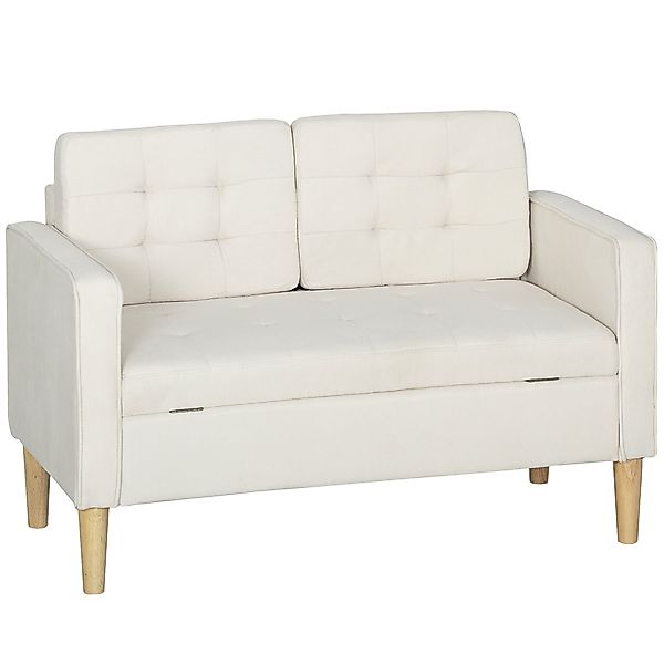 HOMCOM 2 Sitzer Sofa, Couch mit Stauraum, Holzbeine, Gepolsterter Polsterso günstig online kaufen