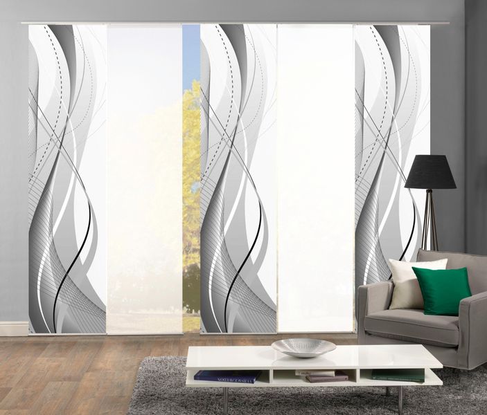 HOME WOHNIDEEN Schiebegardine "WUXi" Klettband 5 Stk. tlg. HxB: 245x60, ink günstig online kaufen