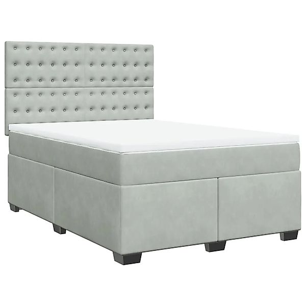 vidaXL Boxspringbett mit Matratze Hellgrau 140x190 cm Samt 3290918 günstig online kaufen