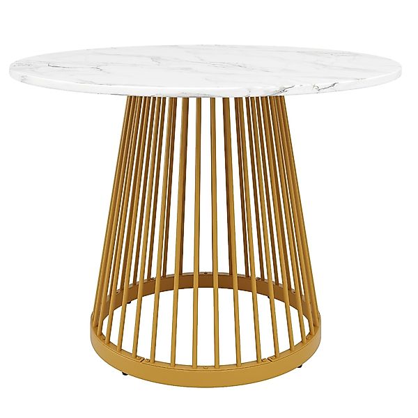 Runder Esstisch für 4 Personen, Küchentisch mit MDF Tischplatte und Metall günstig online kaufen