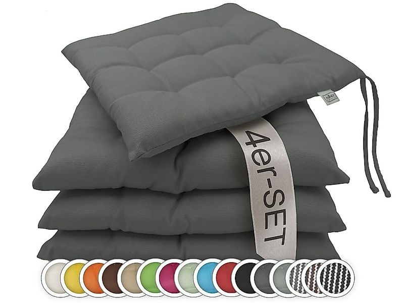 ZOLLNER Stuhlkissen, 40 x 40 x 3 cm, mit Bindebänder, für Indoor und Outdoo günstig online kaufen